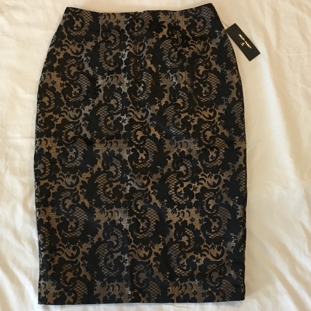 Worthington Black and Brown Midi Skirt